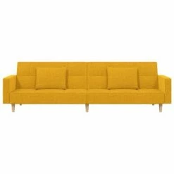 VidaXL Canapé-lit 2 places et deux oreillers repose-pied Jaune Tissu 10 VidaXL Canapé-lit 2 places et deux oreillers repose-pied Jaune Tissu -Canapés Soldes 2022 image 5 3080619