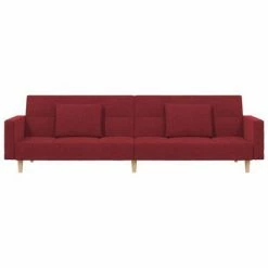 VidaXL Canapé-lit 2 places deux oreillers repose-pied Bordeaux Tissu -Canapés Soldes 2022 image 5 3080620