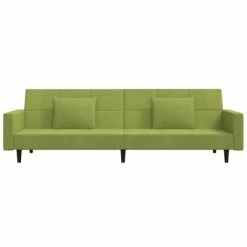 VidaXL Canapé-lit 2 places et deux oreillers et repose-pied Vert clair -Canapés Soldes 2022 image 5 3080638