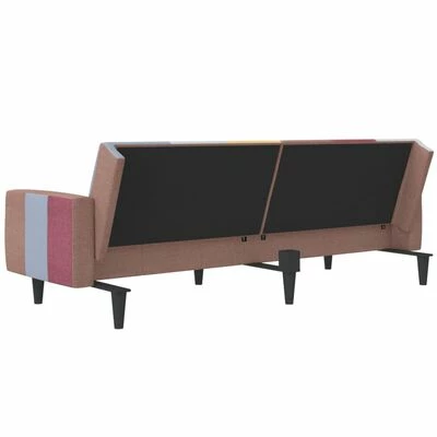 VidaXL Canapé-lit à 2 places avec repose-pied Multicolore Tissu 5 VidaXL Canapé-lit à 2 places avec repose-pied Multicolore Tissu – Image 5