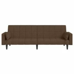 VidaXL Canapé-lit 2 places et deux oreillers repose-pied Marron Tissu -Canapés Soldes 2022 image 5 3080677