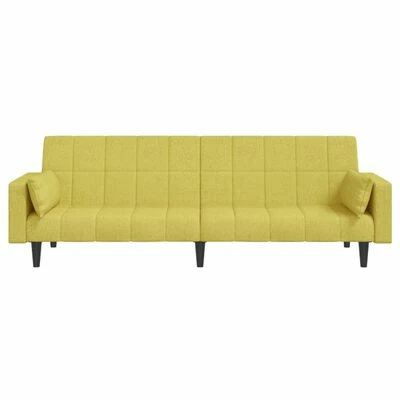 VidaXL Canapé-lit 2 places et deux oreillers repose-pied Vert Tissu 5 VidaXL Canapé-lit 2 places et deux oreillers repose-pied Vert Tissu – Image 5
