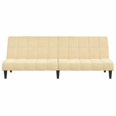 VidaXL Canapé-lit à 2 places avec repose-pied Crème Velours 5 VidaXL Canapé-lit à 2 places avec repose-pied Crème Velours – Image 5