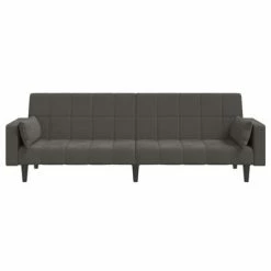 VidaXL Canapé-lit 2 places 2 oreillers repose-pied Gris foncé Velours -Canapés Soldes 2022 image 5 3080698