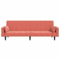 VidaXL Canapé-lit 2 places deux oreillers repose-pied Rose Velours -Canapés Soldes 2022 image 5 3080701