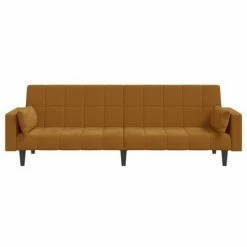 VidaXL Canapé-lit 2 places 2 oreillers et repose-pied Marron velours -Canapés Soldes 2022 image 5 3080705