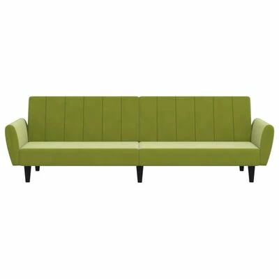 VidaXL Canapé-lit 2 places avec tabouret Vert clair Velours 5 VidaXL Canapé-lit 2 places avec tabouret Vert clair Velours – Image 5
