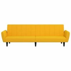 VidaXL Canapé-lit 2 places avec tabouret Jaune Velours -Canapés Soldes 2022 image 5 3080727