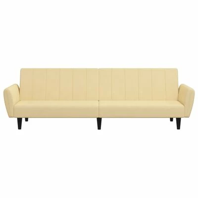 VidaXL Canapé-lit 2 places avec tabouret Crème Velours 5 VidaXL Canapé-lit 2 places avec tabouret Crème Velours – Image 5