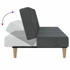 VidaXL Canapé-lit à 2 places avec tabouret Gris clair Tissu -Canapés Soldes 2022 image 5 3080730