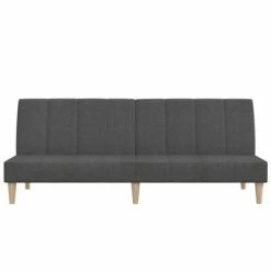 VidaXL Canapé-lit à 2 places avec tabouret Gris foncé Tissu -Canapés Soldes 2022 image 5 3080731