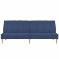 VidaXL Canapé-lit à 2 places avec tabouret Bleu Tissu -Canapés Soldes 2022 image 5 3081767