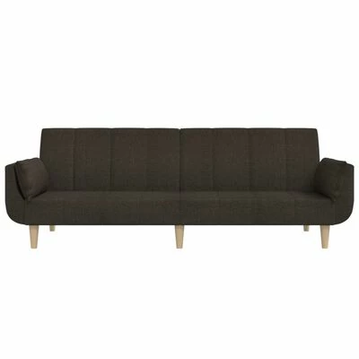 VidaXL Canapé-lit 2 places tabouret deux oreillers Marron foncé Tissu 5 VidaXL Canapé-lit 2 places tabouret deux oreillers Marron foncé Tissu – Image 5