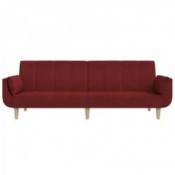 VidaXL Canapé-lit 2 places et tabouret deux oreillers Bordeaux Tissu -Canapés Soldes 2022 image 5 3081782