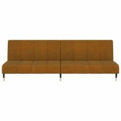 VidaXL Canapé-lit 2 places avec tabouret Marron Velours -Canapés Soldes 2022 image 5 3081794