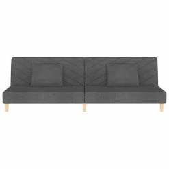 VidaXL Canapé-lit 2 places deux oreillers et repose-pied Gris foncé -Canapés Soldes 2022 image 5 3081808