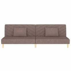 VidaXL Canapé-lit 2 places deux oreillers et repose-pied Taupe Tissu -Canapés Soldes 2022 image 5 3081817