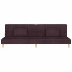 VidaXL Canapé-lit 2 places deux oreillers et repose-pied Violet Tissu -Canapés Soldes 2022 image 5 3081818