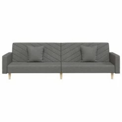 VidaXL Canapé-lit 2 places deux oreillers repose-pied Gris clair Tissu -Canapés Soldes 2022 image 5 3081819