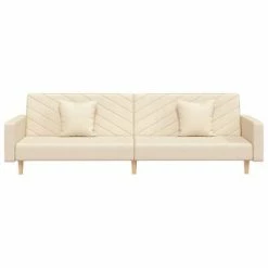 VidaXL Canapé-lit 2 places deux oreillers et repose-pied Crème Tissu 10 VidaXL Canapé-lit 2 places deux oreillers et repose-pied Crème Tissu -Canapés Soldes 2022 image 5 3081822