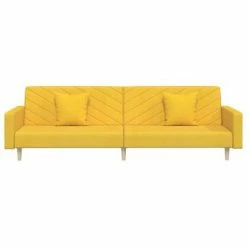 VidaXL Canapé-lit 2 places deux oreillers et repose-pied Jaune Tissu -Canapés Soldes 2022 image 5 3081827