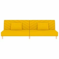 VidaXL Canapé-lit 2 places 2 oreillers et repose-pied Jaune Velours -Canapés Soldes 2022 image 5 3081839