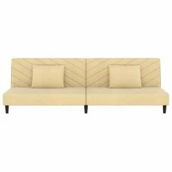 VidaXL Canapé-lit 2 places 2 oreillers et repose-pied Crème Velours 10 VidaXL Canapé-lit 2 places 2 oreillers et repose-pied Crème Velours -Canapés Soldes 2022 image 5 3081841