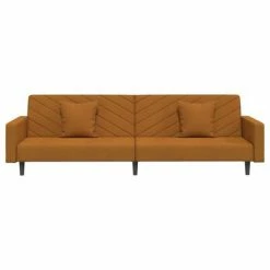 VidaXL Canapé-lit 2 places 2 oreillers et repose-pied Marron Velours 10 VidaXL Canapé-lit 2 places 2 oreillers et repose-pied Marron Velours -Canapés Soldes 2022 image 5 3081851