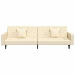 VidaXL Canapé-lit 2 places 2 oreillers et repose-pied Crème Velours 10 VidaXL Canapé-lit 2 places 2 oreillers et repose-pied Crème Velours -Canapés Soldes 2022 image 5 3081852