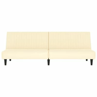 VidaXL Canapé-lit à 2 places avec repose-pied Crème Similicuir 5 VidaXL Canapé-lit à 2 places avec repose-pied Crème Similicuir – Image 5