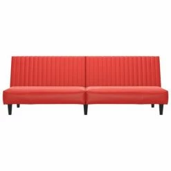 VidaXL Canapé-lit à 2 places avec repose-pied Rouge Similicuir -Canapés Soldes 2022 image 5 3081880