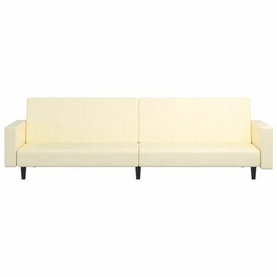 VidaXL Canapé-lit à 2 places avec repose-pied Crème Similicuir 5 VidaXL Canapé-lit à 2 places avec repose-pied Crème Similicuir – Image 5