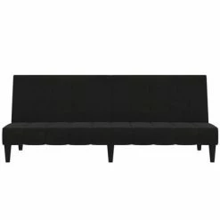 VidaXL Canapé-lit à 2 places avec tabouret Noir Tissu microfibre -Canapés Soldes 2022 image 5 3121286