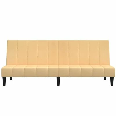 VidaXL Canapé-lit à 2 places avec tabouret Crème Tissu microfibre 5 VidaXL Canapé-lit à 2 places avec tabouret Crème Tissu microfibre – Image 5