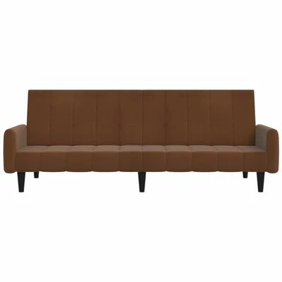VidaXL Canapé-lit à 2 places avec tabouret Marron Tissu microfibre 5 VidaXL Canapé-lit à 2 places avec tabouret Marron Tissu microfibre – Image 5