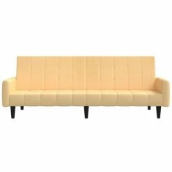 VidaXL Canapé-lit à 2 places avec tabouret Crème Tissu microfibre -Canapés Soldes 2022 image 5 3121293