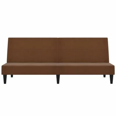 VidaXL Canapé-lit à 2 places avec tabouret Marron Tissu microfibre 5 VidaXL Canapé-lit à 2 places avec tabouret Marron Tissu microfibre – Image 5
