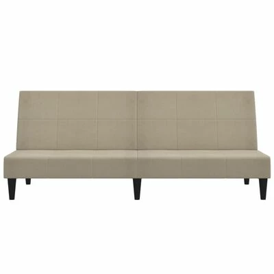 VidaXL Canapé-lit à 2 places avec tabouret Gris clair Tissu microfibre 5 VidaXL Canapé-lit à 2 places avec tabouret Gris clair Tissu microfibre – Image 5