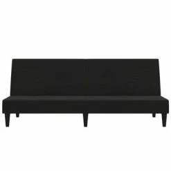 VidaXL Canapé-lit à 2 places avec tabouret Noir Tissu microfibre -Canapés Soldes 2022 image 5 3121298