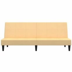 VidaXL Canapé-lit à 2 places avec tabouret Crème Tissu microfibre -Canapés Soldes 2022 image 5 3121299
