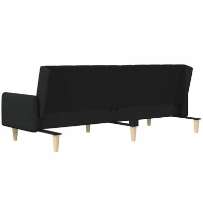 VidaXL Canapé-lit à 2 places Noir Tissu 5 VidaXL Canapé-lit à 2 places Noir Tissu – Image 5