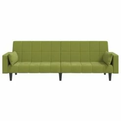 VidaXL Canapé-lit à 2 places avec deux oreillers Vert clair Velours -Canapés Soldes 2022 image 5 337516