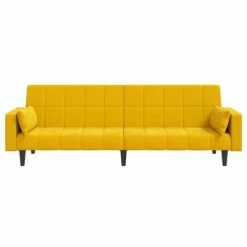 VidaXL Canapé-lit à 2 places avec deux oreillers Jaune Velours 10 VidaXL Canapé-lit à 2 places avec deux oreillers Jaune Velours -Canapés Soldes 2022 image 5 337520