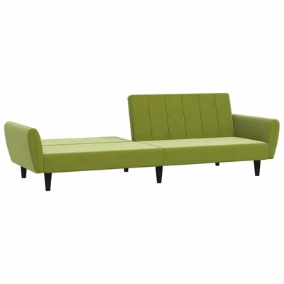 VidaXL Canapé-lit à 2 places Vert clair Velours 5 VidaXL Canapé-lit à 2 places Vert clair Velours – Image 5