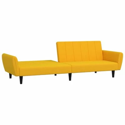 VidaXL Canapé-lit à 2 places Jaune Velours 5 VidaXL Canapé-lit à 2 places Jaune Velours – Image 5