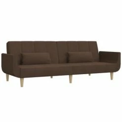 VidaXL Canapé-lit à 2 places avec deux oreillers Marron Tissu -Canapés Soldes 2022 image 5 337562