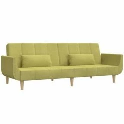 VidaXL Canapé-lit à 2 places avec deux oreillers Vert Tissu -Canapés Soldes 2022 image 5 337565