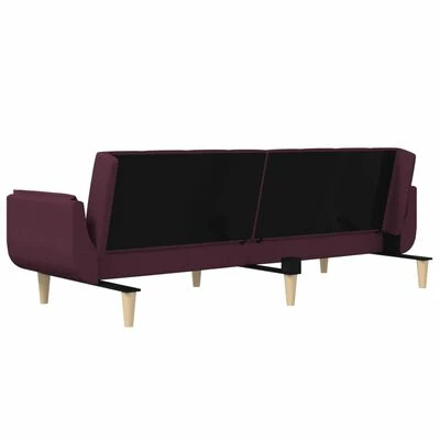 VidaXL Canapé-lit à 2 places avec deux oreillers Violet Tissu 5 VidaXL Canapé-lit à 2 places avec deux oreillers Violet Tissu – Image 5