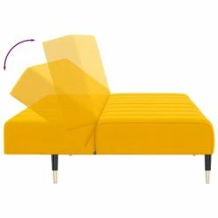 VidaXL Canapé-lit à 2 places Jaune Velours 10 VidaXL Canapé-lit à 2 places Jaune Velours -Canapés Soldes 2022 image 5 337578