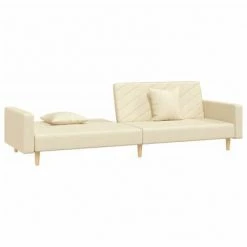 VidaXL Canapé-lit à 2 places avec deux oreillers Crème Tissu -Canapés Soldes 2022 image 5 337607